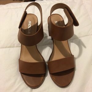 Brown heel sandals